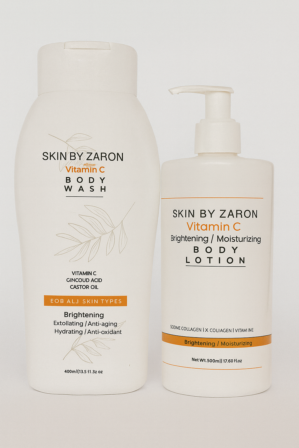 skin by zaron vitamin c body care duo – body wash & lotion